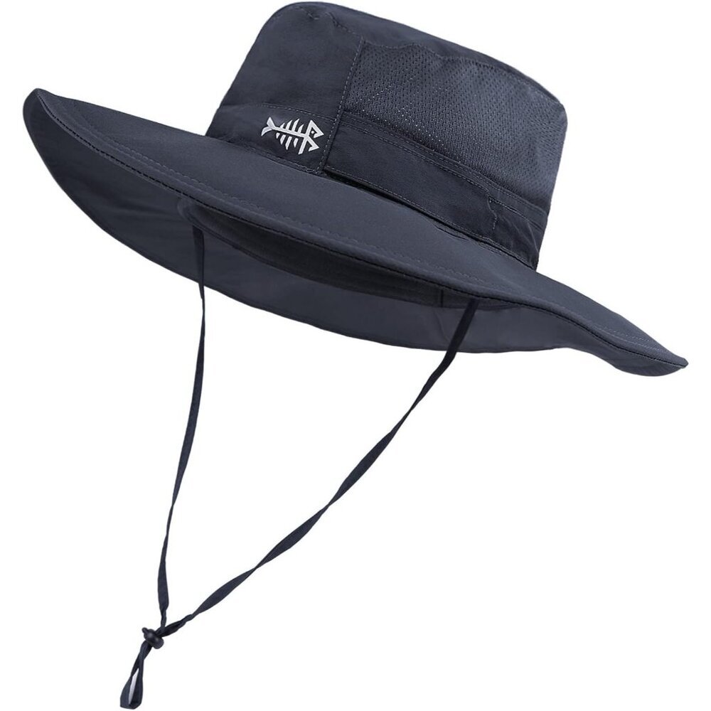 Unisex Dark Black 100% Nylon Shell Wide Brim Mesh Vent with Neck Flap Cowboy Hat